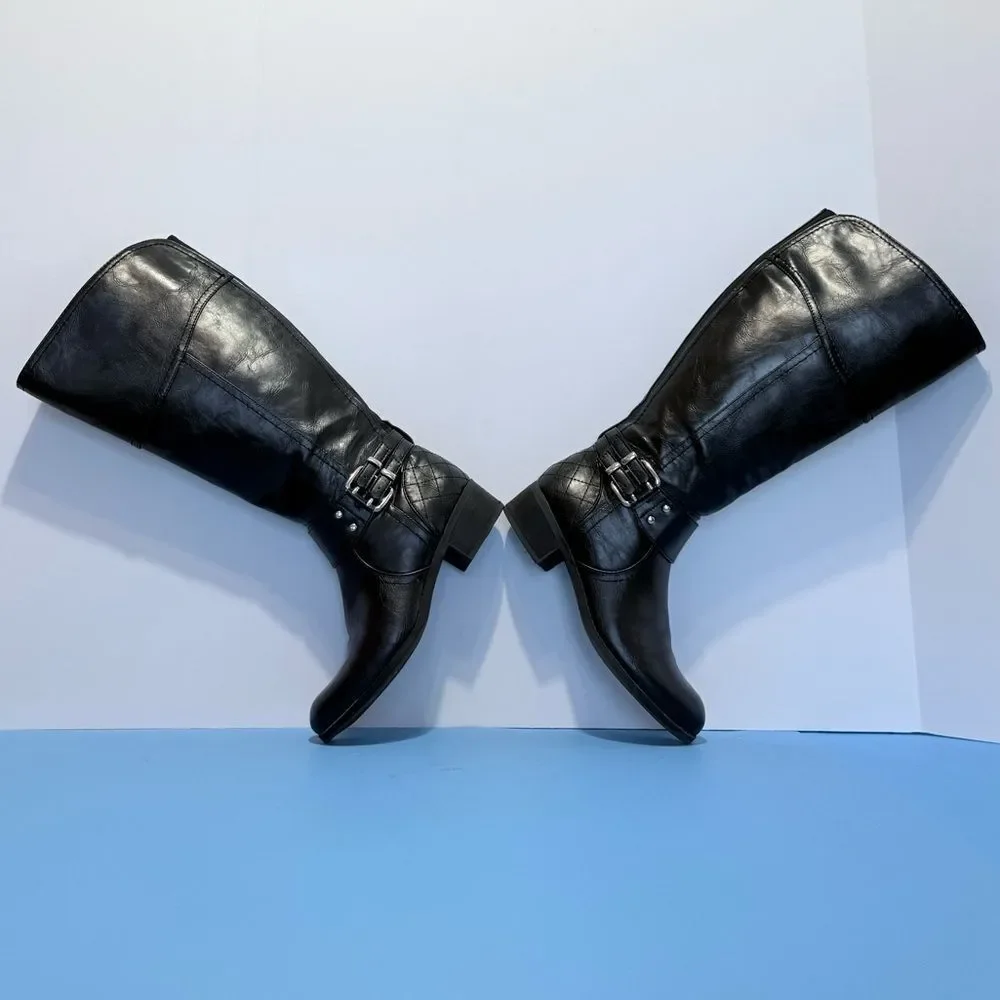 Unisa Women's Black Leather Knee-High Boots Size 6M Style